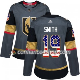 Adidas Maillot de Hockey Vegas Golden Knights Reilly Smith 19 2017-2018 Grau USA Flag Fashion Authentic - Femme